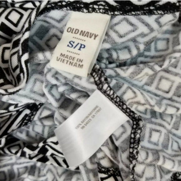 Old Navy S Black White Midi Wrap Dress 3/4 Sleeves - Picture 5 of 6